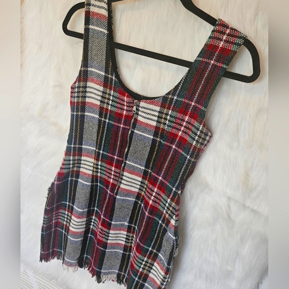 Zara Winter Knit Plaid Overall Mini Dress - Picture 4 of 6